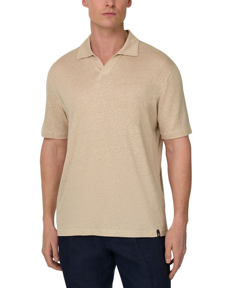 ボッジミラノ メンズ トップス ポロシャツ ジャージー リネン Boggi Milano Stretch Linen Jersey Polo Shirt Sand サンド