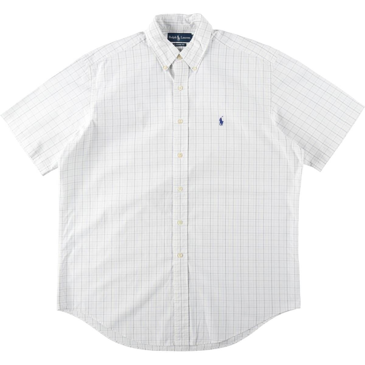 古着 ラルフローレン Ralph Lauren CLASSIC FIT クラシックフィット 半袖 ボタンダウン チェックシャツ メンズL相当/eaa644824