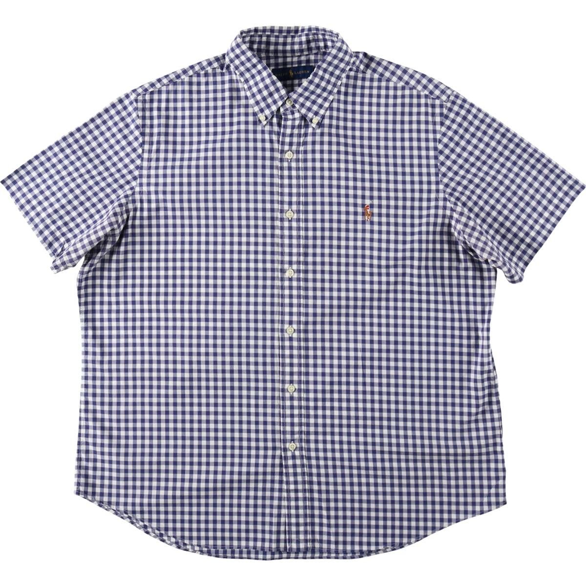 古着 ラルフローレン Ralph Lauren ギンガムチェック 半袖 ボタンダウン チェックシャツ メンズXL相当/eaa644860