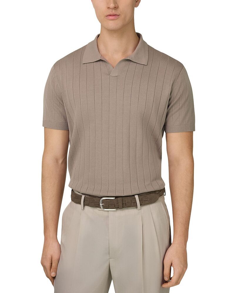 ボッジミラノ メンズ トップス ポロシャツ リラックスフィット シルク コットン Boggi Milano Relaxed Fit Cotton Silk Polo Shirtaupe トープ