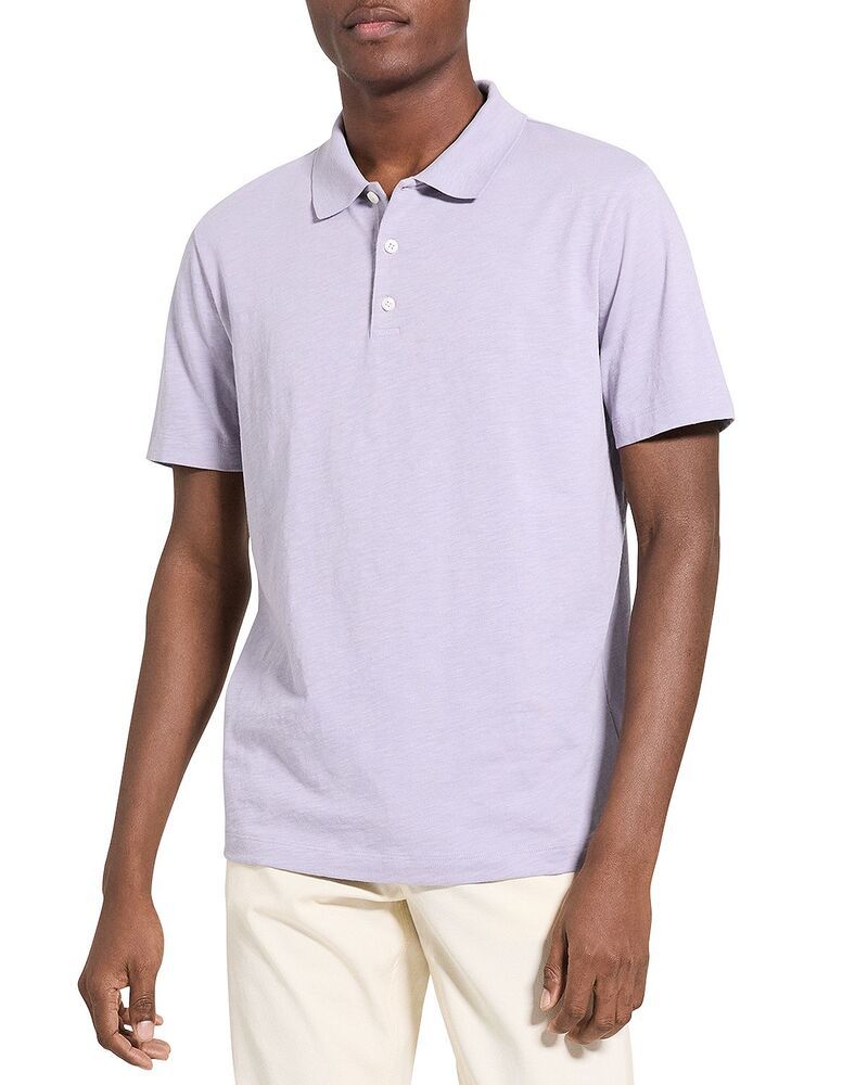 セオリー メンズ トップス ポロシャツ コットン Theory Bron Polo in Cosmoslub Cotton Gray Lilac グレー