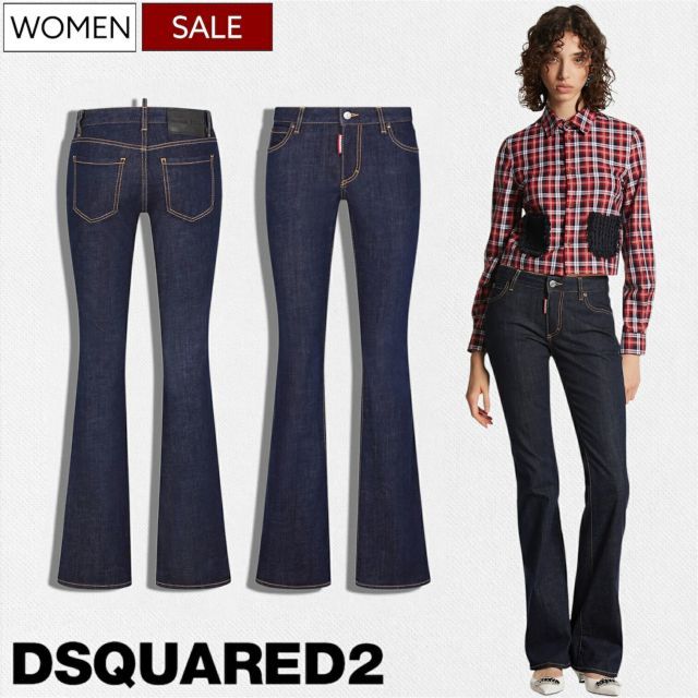【定価64,900円(税込)】DSQUARED2 ディースクエアード 美しいシルエットラインで魅せる ストレッチ フレアデニムパンツ ジーンズ ブーツカット ワンウォッシュ《MEDIUM WAIST FLARE JEANS-ミディアムウエストフレアジーン-》