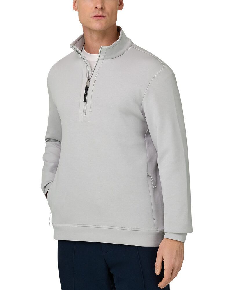 ボッジミラノ メンズ アウター パーカー・スウェット ハーフジップ シャツ スキューバ Boggi Milano Lightweight Scuba Half Zip Sweatshirt Ice