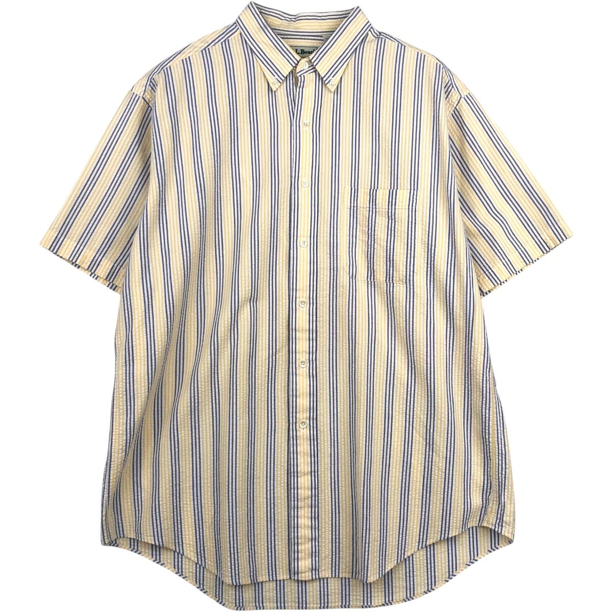 古着 ~90年代 エルエルビーン L.L.Bean シアサッカー 半袖 ボタンダウン ストライプシャツ メンズL相当 ヴィンテージ/eaa643821