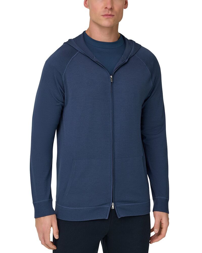 ボッジミラノ メンズ アウター パーカー・スウェット ニット Boggi Milano Superfine Full Zip Knit Hoodie Air Blue ブルー