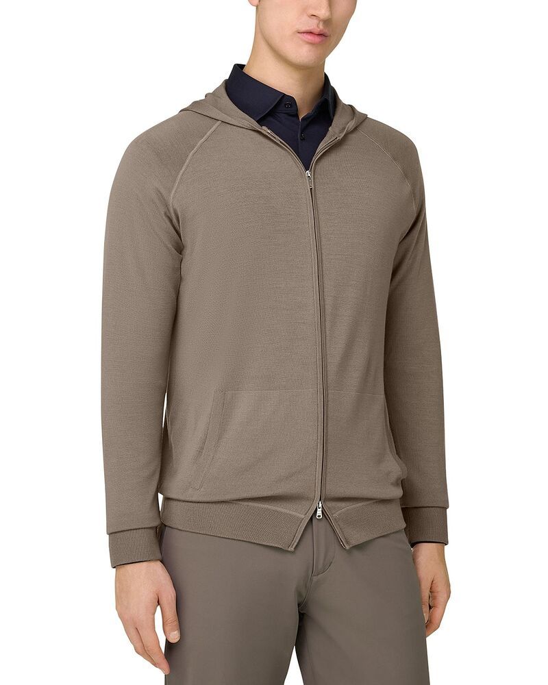 ボッジミラノ メンズ アウター パーカー・スウェット ニット Boggi Milano Superfine Full Zip Knit Hoodie Taupe トープ