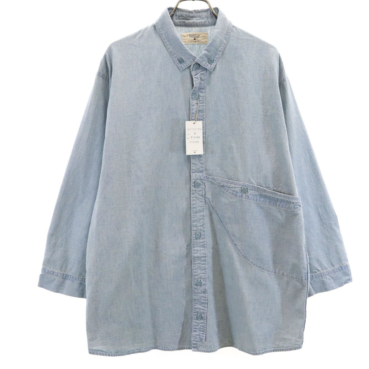 未使用 remilla レミーラ 7分袖 シャンブレー ボタンダウンシャツ L メンズ 古着