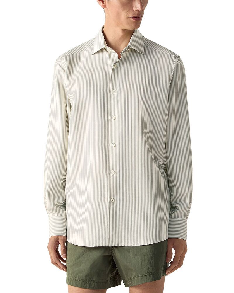 ゼニア メンズ トップス シャツ シルク ZEGNA Silk Dresshirt Pine Green White ホワイト 230,400円