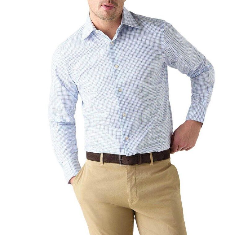 ロバート タルボット メンズ トップス シャツ Robertalbott Madison Check Light Weight Poplin Shirt in Contemporary Fit Blu