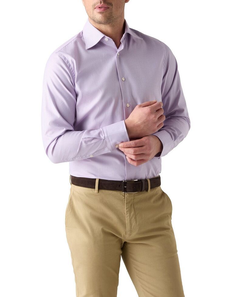 ロバート タルボット メンズ トップス シャツ Robertalbott Madison Check Light Weight Poplin Shirt in Contemporary Fit Pin