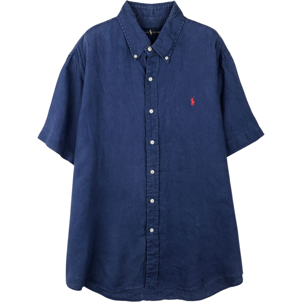 古着 ラルフローレン Ralph Lauren 半袖 リネン ボタンダウンシャツ メンズXL相当/eaa641289