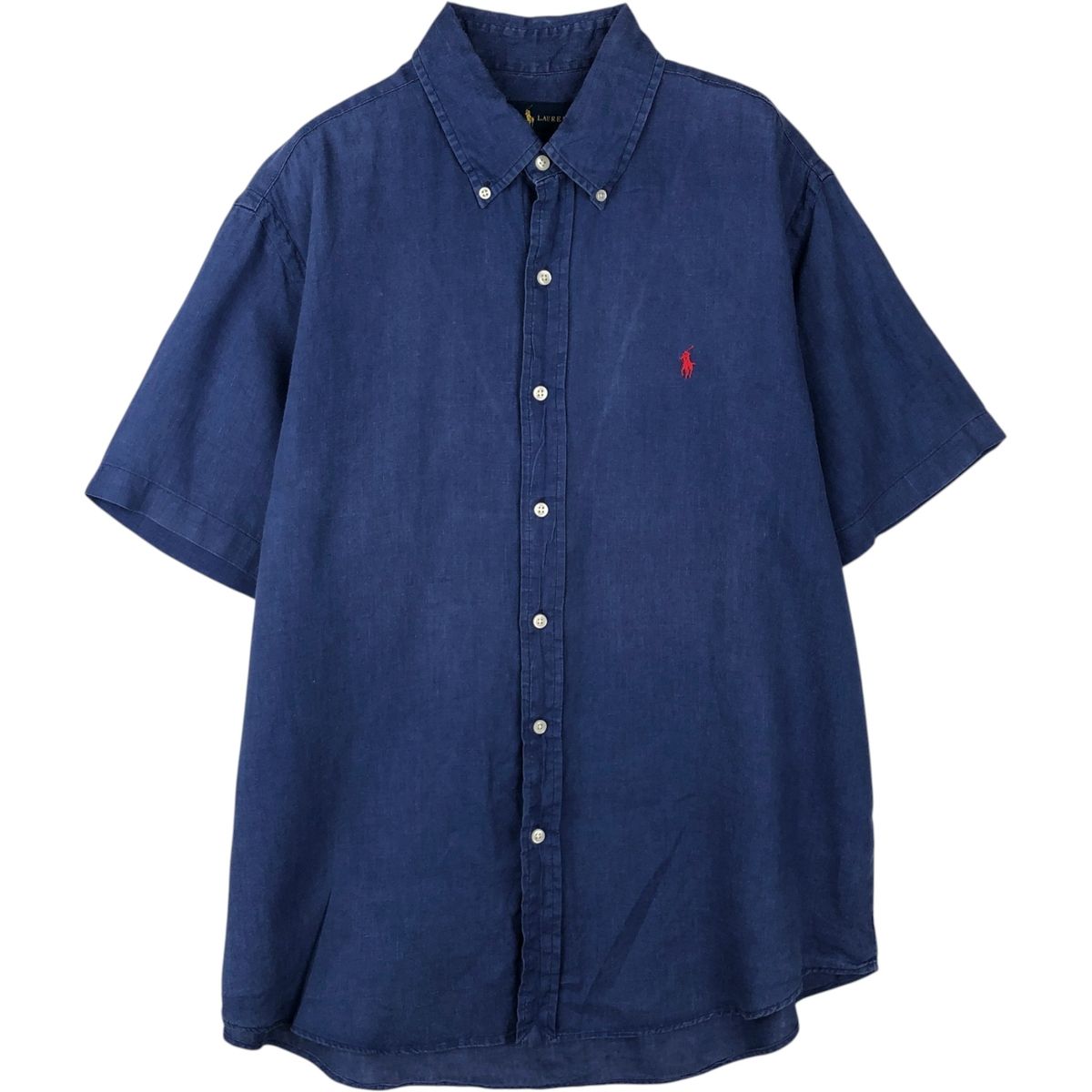 古着 ラルフローレン Ralph Lauren 半袖 リネン ボタンダウンシャツ メンズL相当/eaa641290