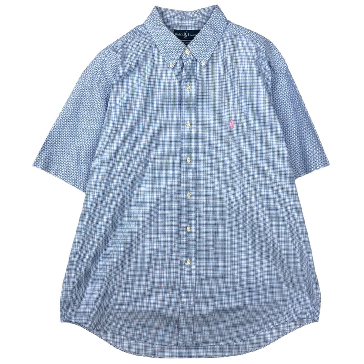 古着 ラルフローレン Ralph Lauren CLASSIC FIT クラシックフィット 半袖 ボタンダウン チェックシャツ メンズXL相当/eaa644826