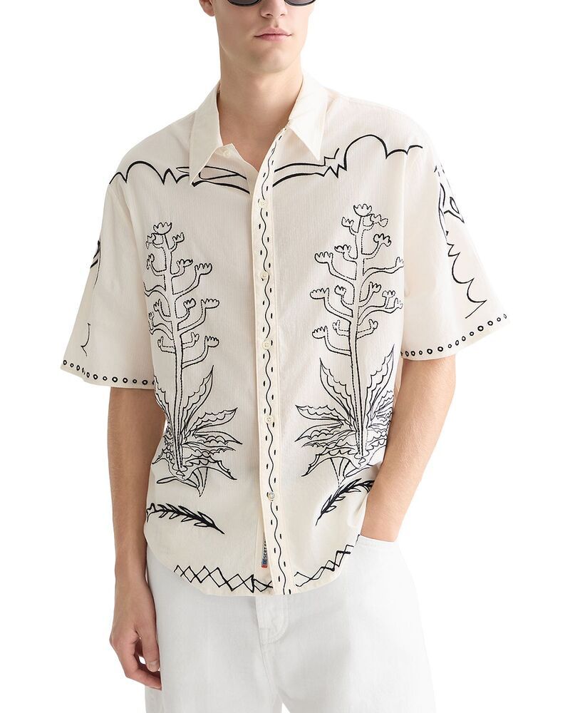 スコッチアンドソーダ メンズ トップス シャツ 刺繍 Scotch Soda Embroidered Seersucker Shirt Eggnog