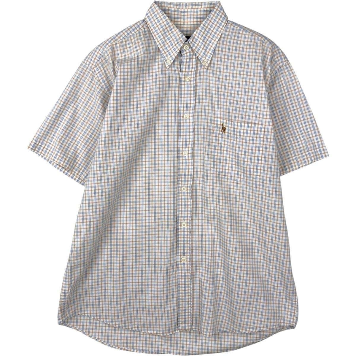 古着 ラルフローレン Ralph Lauren POLO by Ralph Lauren YARMOUTH 半袖 ボタンダウン チェックシャツ メンズM相当/eaa644829