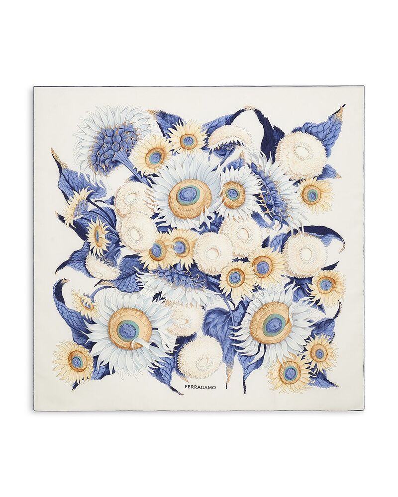 フェラガモ レディース アクセサリー マフラー・ストール・スカーフ シルク FERRAGAMO Sunflower Silk Scarf PerlaBlue ブルー