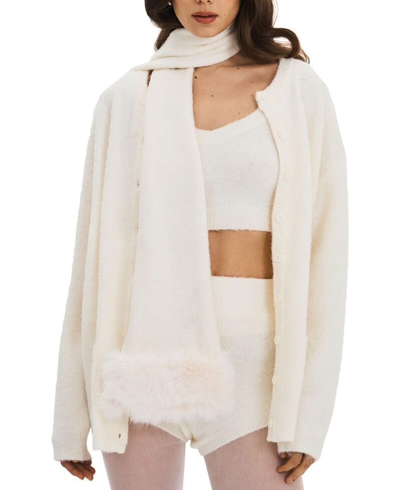 ミスサークル レディース アクセサリー マフラー・ストール・スカーフ リブ ウール ニット Miss Circle Selma WoolBlend Ribbed Knit Scarf White ホワ