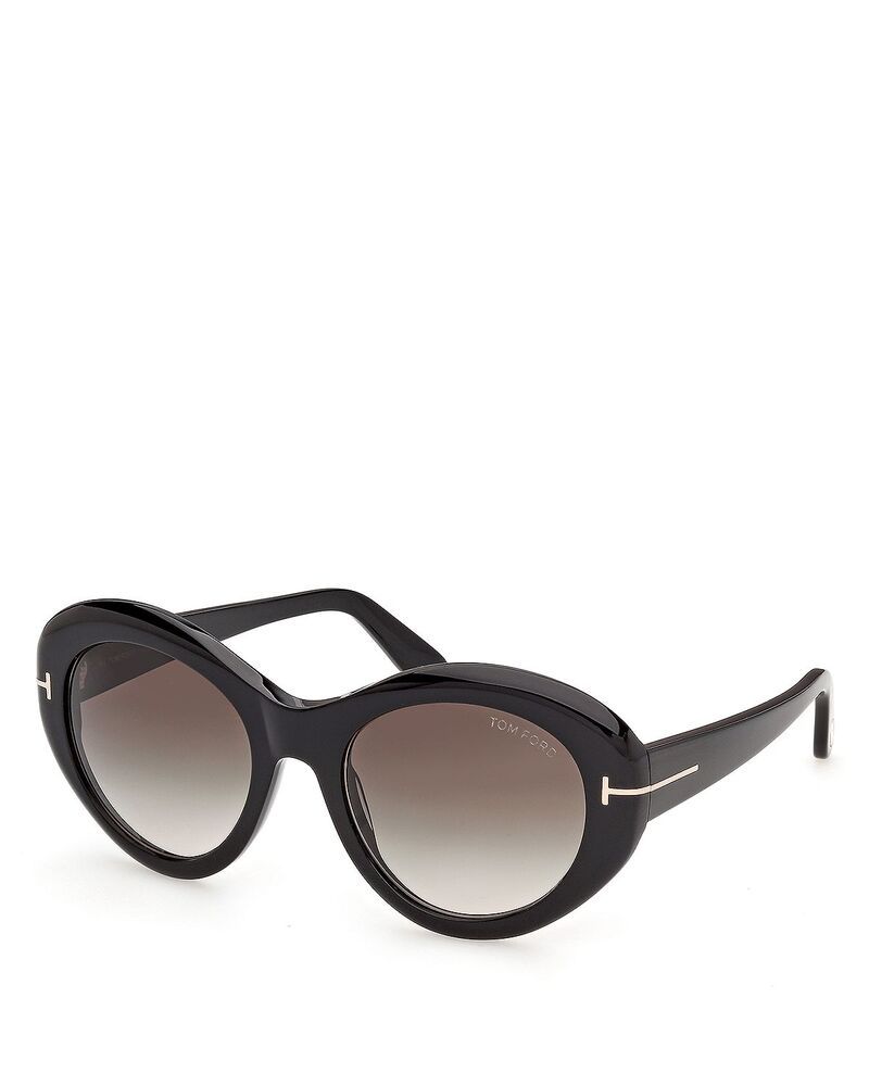 トム・フォード レディース アクセサリー サングラス・アイウェア Tom Ford Cat Eye Sunglasses 54mm Shiny BlackGradient Smoke ブラック