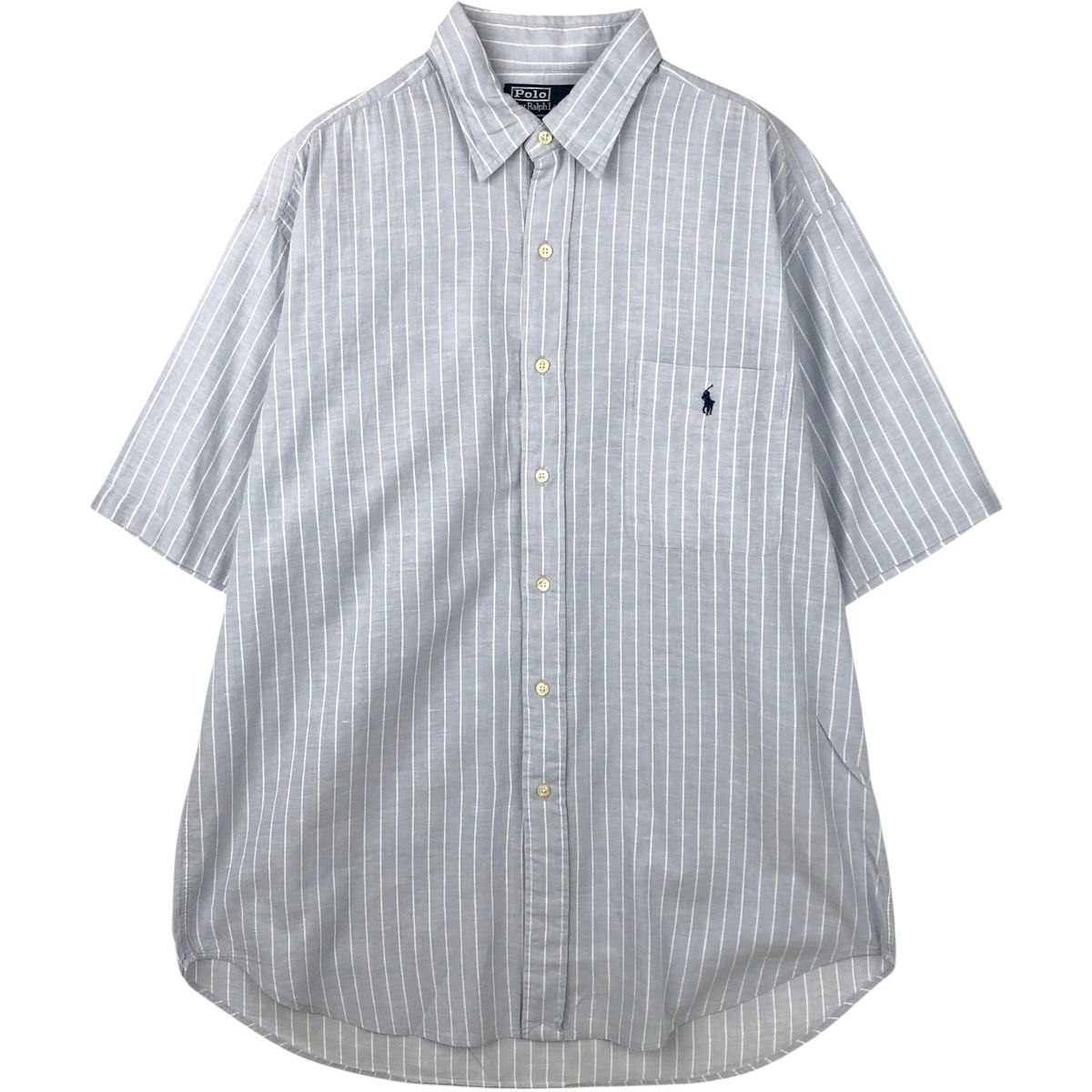 古着 ラルフローレン Ralph Lauren POLO by Ralph Lauren LOWELL SPORT 半袖 ストライプシャツ メンズL相当/eaa644830 6,604円