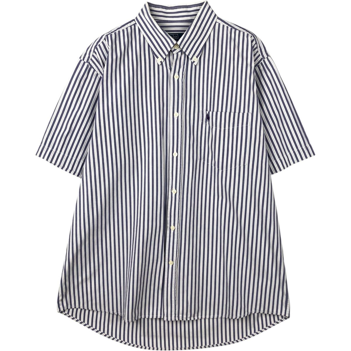 古着 ラルフローレン Ralph Lauren POLO by Ralph Lauren CUSTOM FIT 半袖 ボタンダウン ストライプシャツ メンズXL相当/eaa644832
