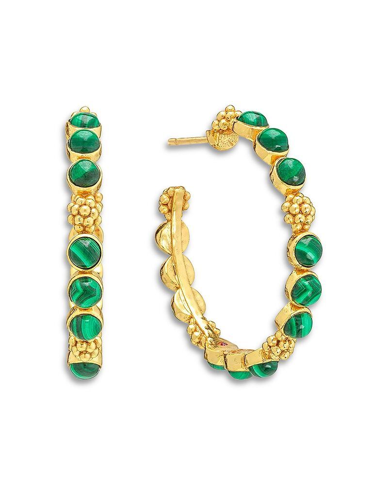 カプシーヌ ドゥ ウルフ レディース アクセサリー ピアス・イヤリング Capucine De Wulf Malachite Berry Gemedium Hoop Earrings GreenGol