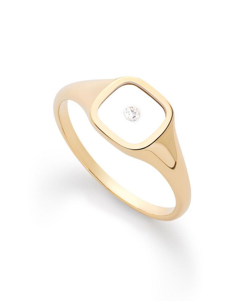 アナルイサ レディース アクセサリー リング Ana Luisa Solid Yellow Gold Floating LabGrown Diamond Signet Ringold ゴールド