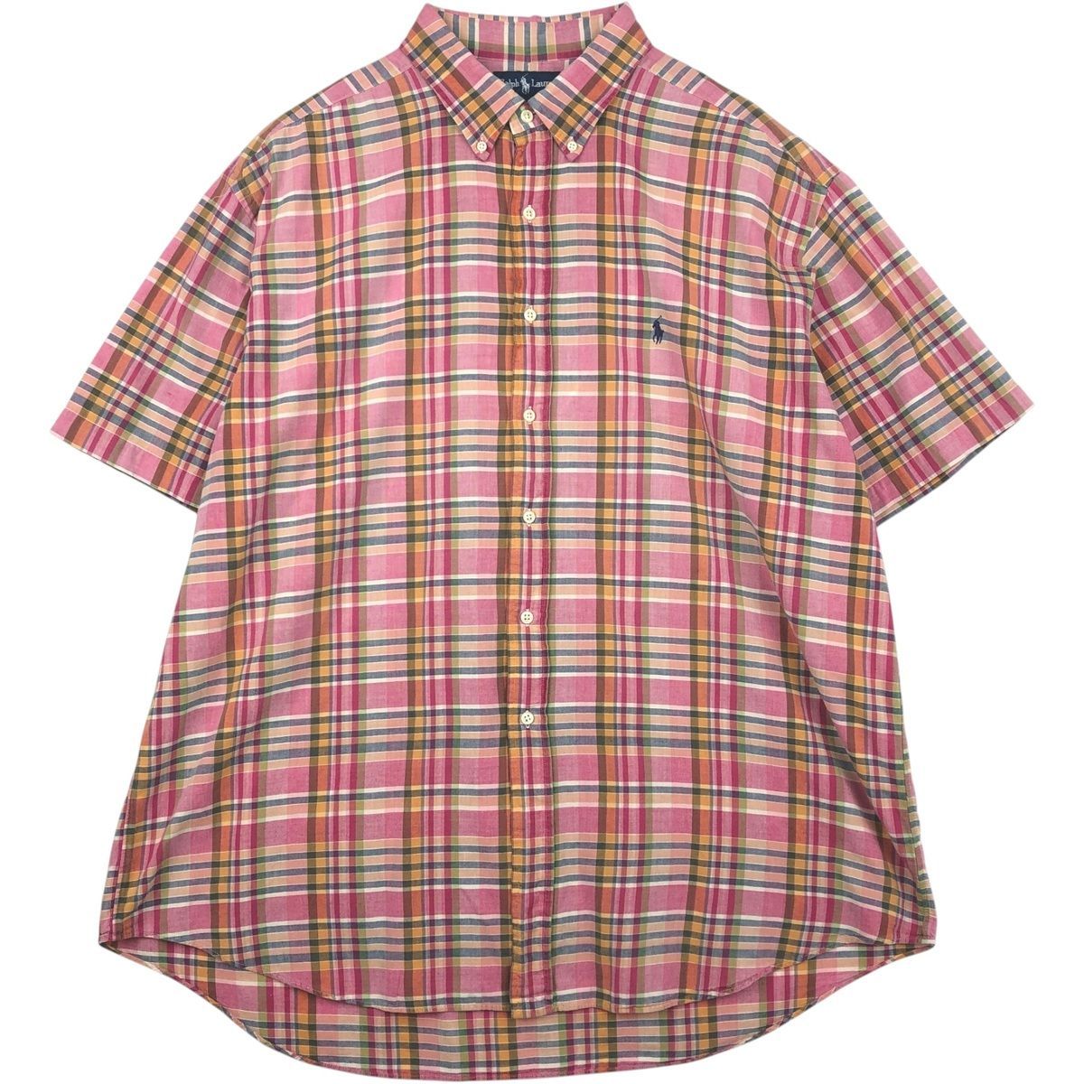 古着 ラルフローレン Ralph Lauren BLAKE 半袖 ボタンダウン チェックシャツ メンズXXL相当/eaa641155