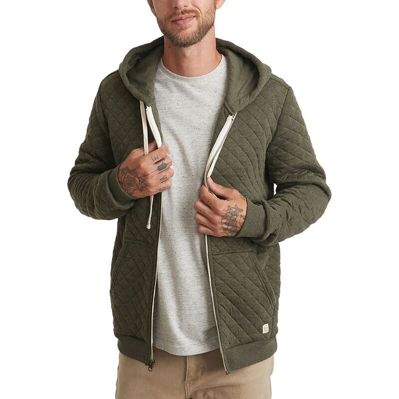 マリーン レイヤー メンズ アウター パーカー・スウェット Marine Layer Corbet Diamond Quilt FullZip Hoodie Mens Tbd Olive Heathe