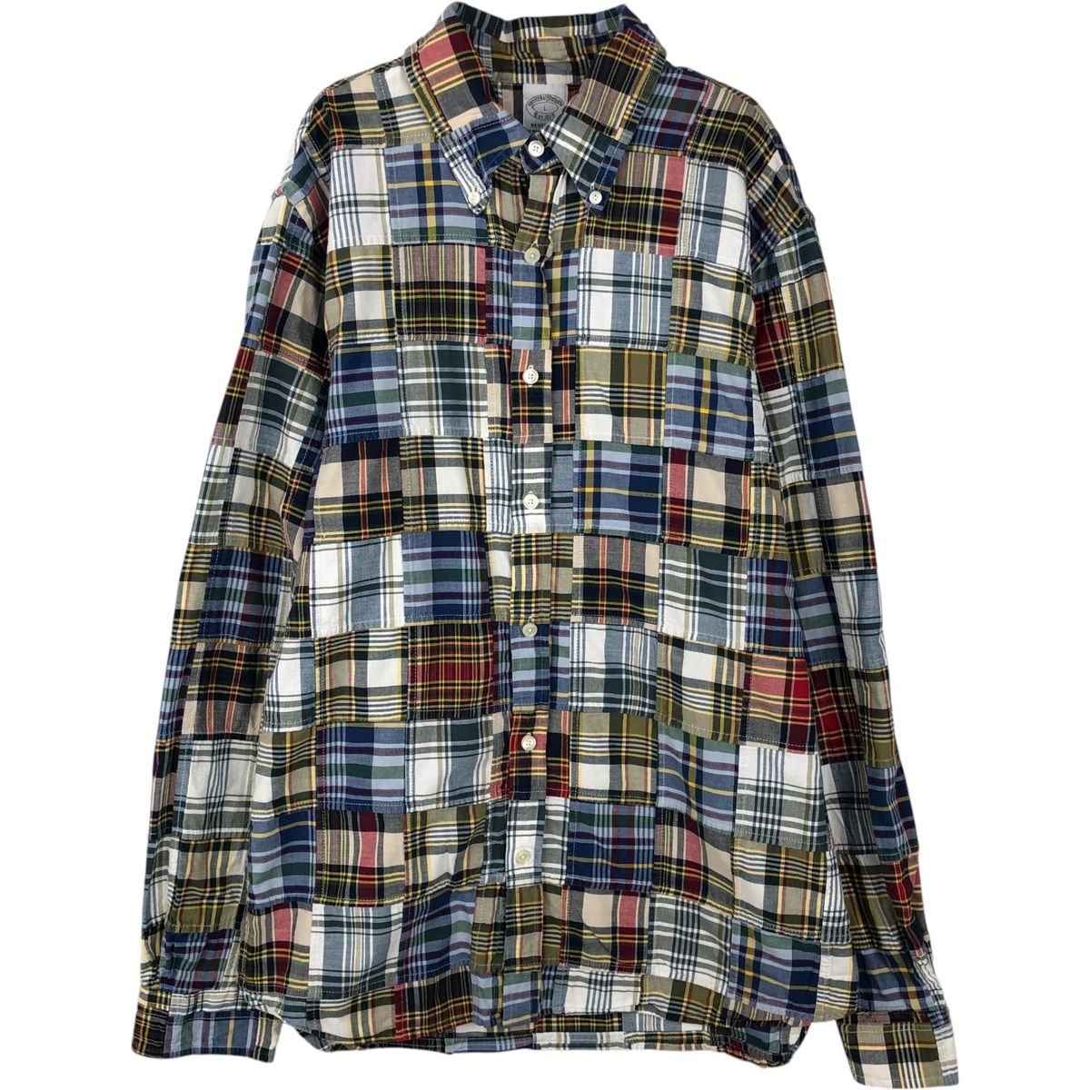 古着 ブルックスブラザーズ Brooks Brothers Est.1818 REGENT FIT パッチワーク 長袖 ボタンダウンチェックシャツ メンズL相当/eaa643007