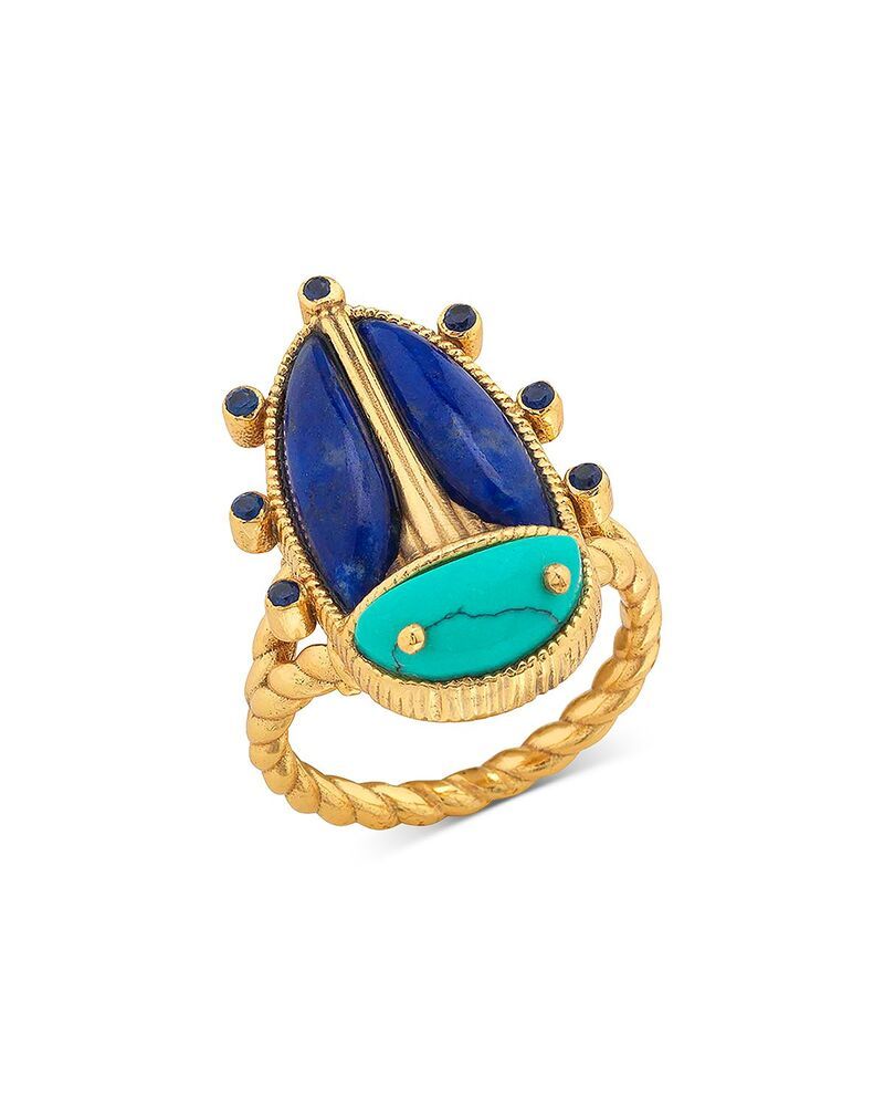 カプシーヌ ドゥ ウルフ レディース アクセサリー リング Capucine De Wulf Amethyst Turquoise Scarab Grande Ring TurquoiseLapis