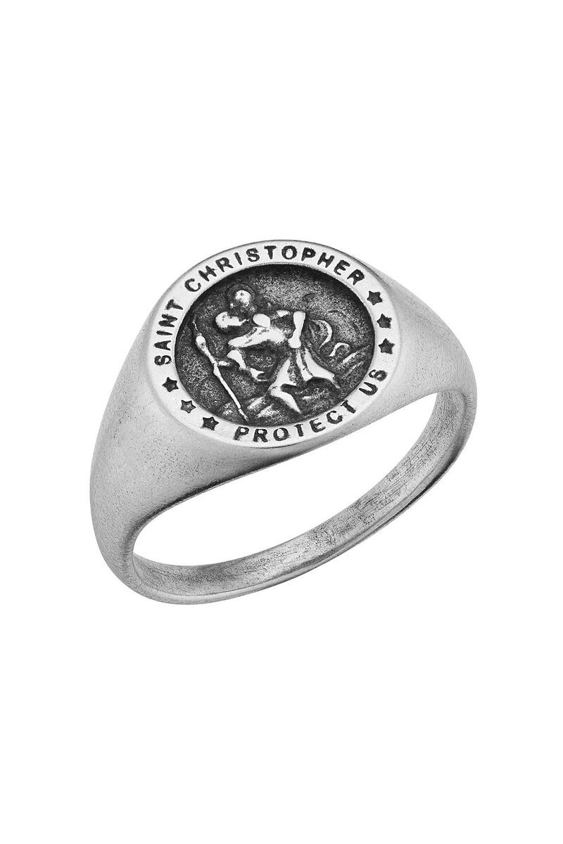 オラディナ レディース アクセサリー リング Oradina Oxidized Sterling Silver Guardian Signet Ring Silver シルバー