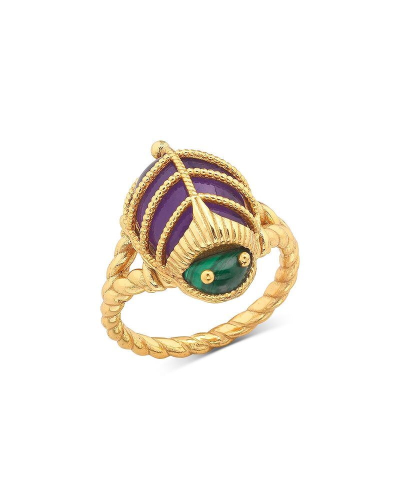カプシーヌ ドゥ ウルフ レディース アクセサリー リング プチ Capucine De Wulf Scarab Petite Ring MalachiteAmethyst