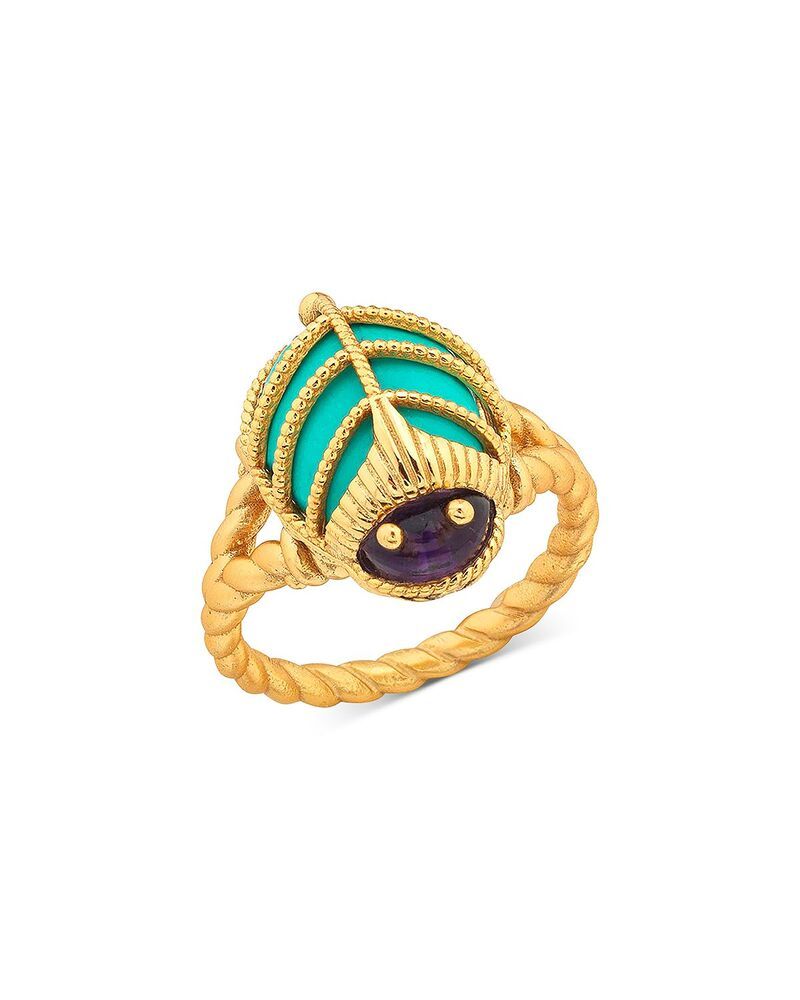 カプシーヌ ドゥ ウルフ レディース アクセサリー リング プチ Capucine De Wulf Scarab Petite Ring AmethystTurquoise ターコイズ