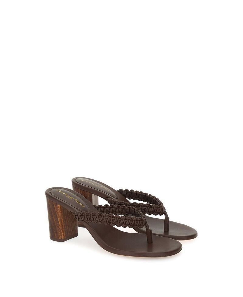 ジャンヴィト ロッシ レディース シューズ サンダル Gianvito Rossi Womens Ubud Thong Sandals Dark Brown Lamb Leather ブラウン
