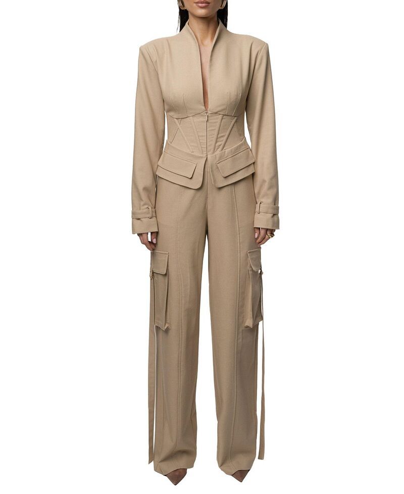 ジェイラックスレーベル レディース トップス ジャンプスーツ JLUXLABEL Day Off Cargo Jumpsuit Stone ストーン