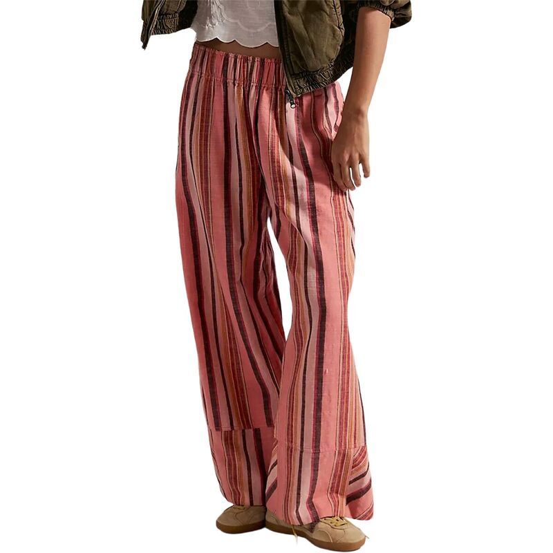 フリーピープル レディース ボトムス カジュアルパンツ リネン Free People Days End Solar Linen Stripe Pant Womensoft Coral Combo コ