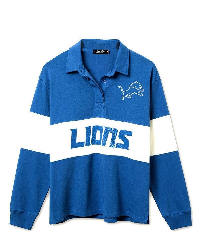 ジャンクフードクロージング レディース アウター ニット・セーター Junk Food Clothing Womens NFL Detroit Lions Rugby Long Sleeve Swea
