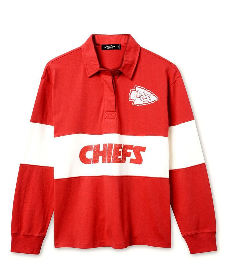 ジャンクフードクロージング レディース アウター ニット・セーター Junk Food Clothing Womens NFL Kansas City Chiefs Rugby Long Sleeve