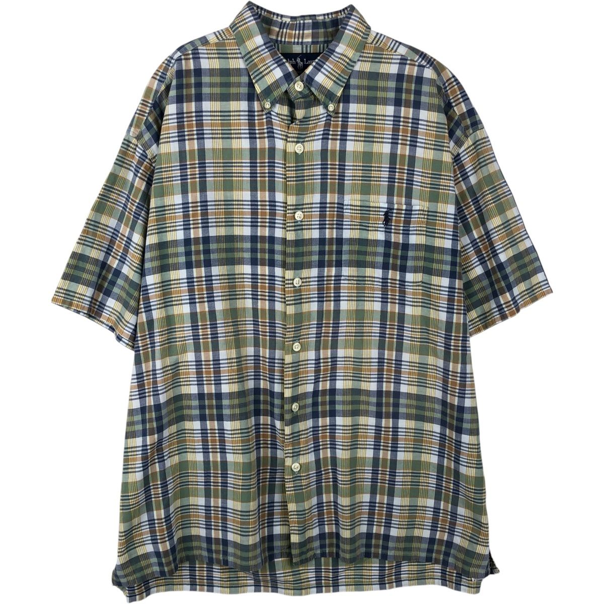 古着 ラルフローレン Ralph Lauren GREGGOR 半袖 ボタンダウン チェックシャツ ボックスシャツ メンズXL相当/eaa643975