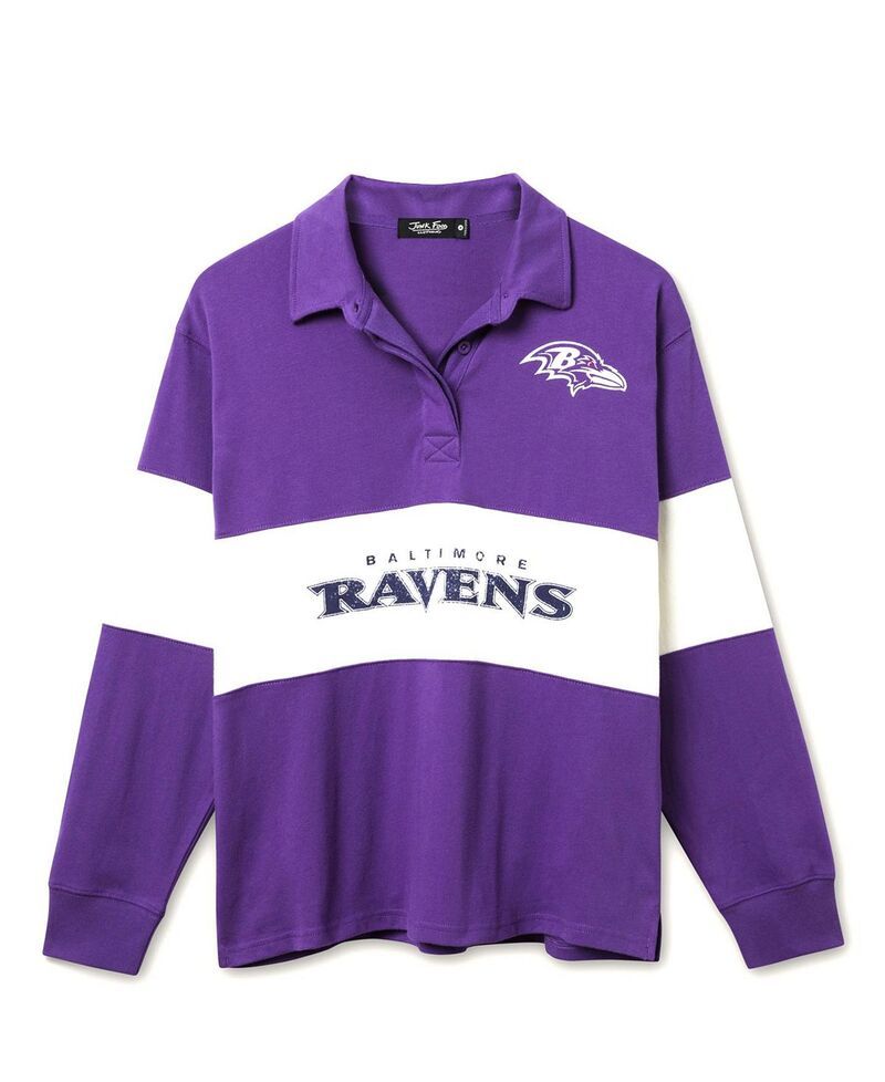 ジャンクフードクロージング レディース アウター ニット・セーター Junk Food Clothing Womens NFL Baltimore Ravens Rugby Long Sleeve S