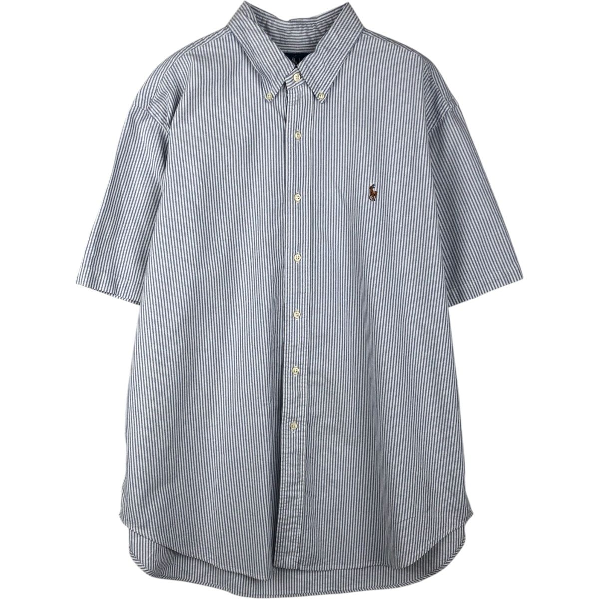 古着 ラルフローレン Ralph Lauren CLASSIC FIT クラシックフィット 半袖 ボタンダウン ストライプシャツ メンズXL相当/eaa643973