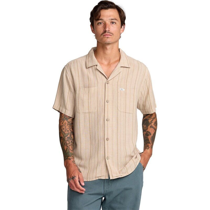 ルーカ メンズ トップス シャツ RVCA Exotica Stripe Shirt Mens Light Khaki カーキ