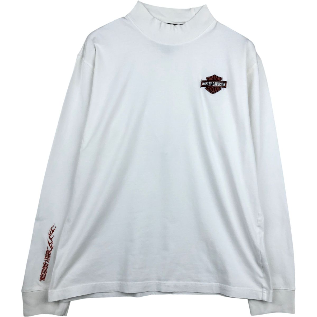 古着 ハーレーダビッドソン Harley-Davidson ファイヤーパターン モックネック ロングTシャツ ロンT メンズM相当/eaa646023