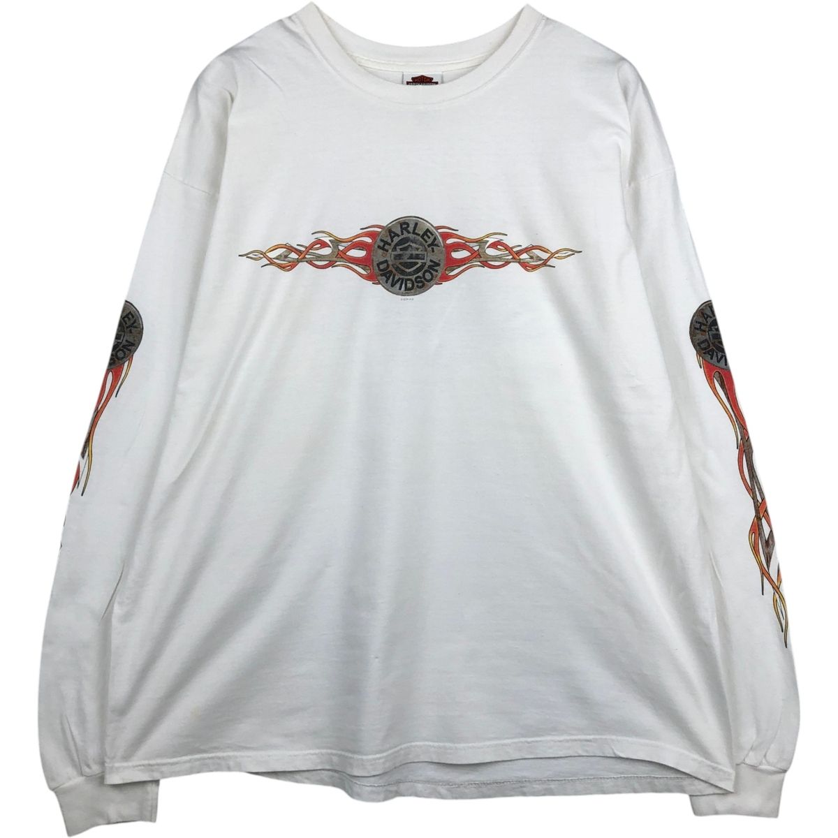 古着 00年代 ハーレーダビッドソン Harley-Davidson ファイヤーパターン ロングTシャツ ロンT USA製 メンズXXL相当/eaa646059