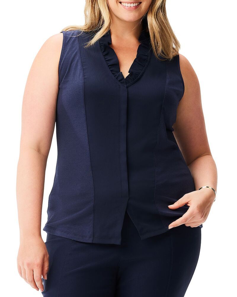 ニックアンドゾー プラス レディース トップス タンクトップ フリル NICZOE Plus Ruffled Around Tank Dark Indigo インディゴ