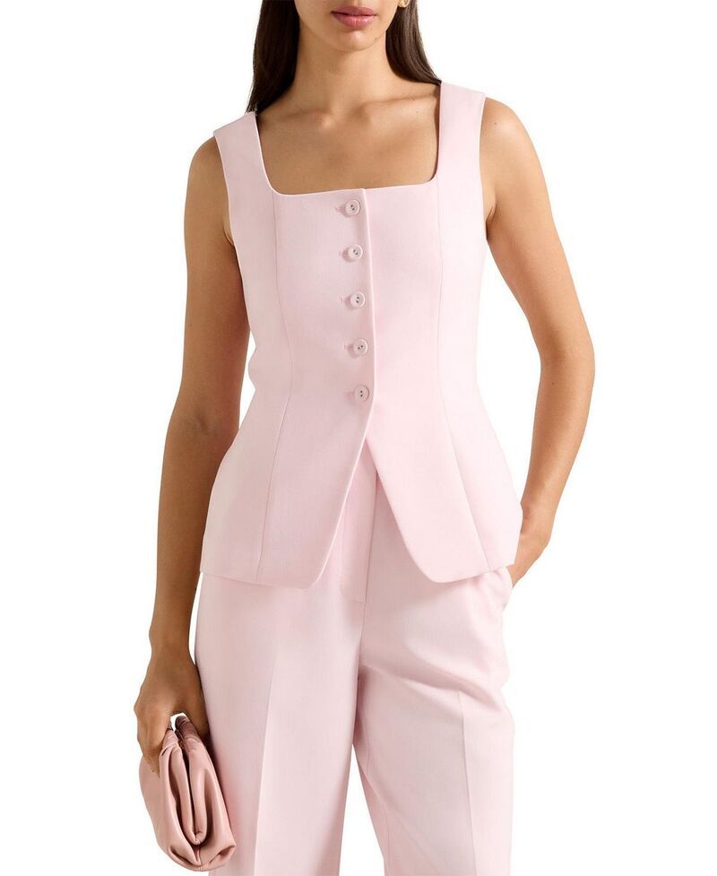 エバーニュー レディース アウター コート Ever Newomens Haisley Square Neck Waistcoat Cherry Blossom Suit