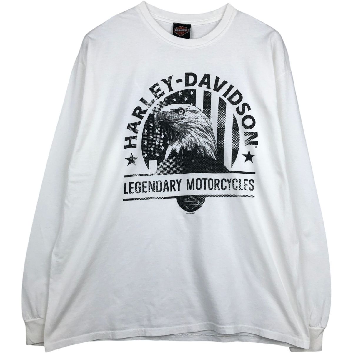古着 ハーレーダビッドソン Harley-Davidson 鷲柄 イーグル柄 星条旗柄 ロングTシャツ ロンT メンズXL相当/eaa646027