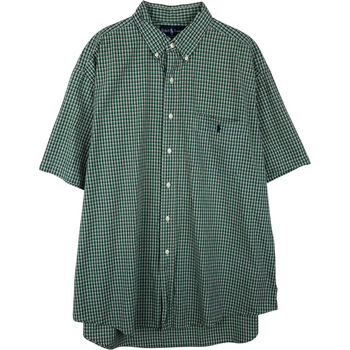 古着 ラルフローレン Ralph Lauren BLAKE 半袖 ボタンダウン チェックシャツ メンズXL相当/eaa643945