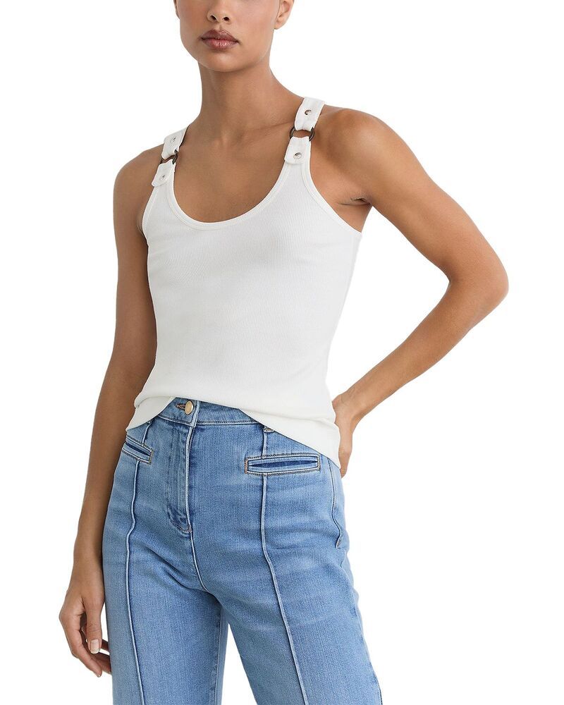 レイス レディース アウター ベスト リブニット REISS Bella Rib Knit Vest White ホワイト