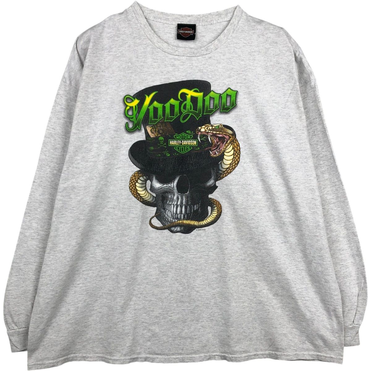 古着 ハーレーダビッドソン Harley-Davidson ドクロ柄 スカル柄 蛇柄 パイソン柄 モーターサイクル ロングTシャツ ロンT/eaa646040
